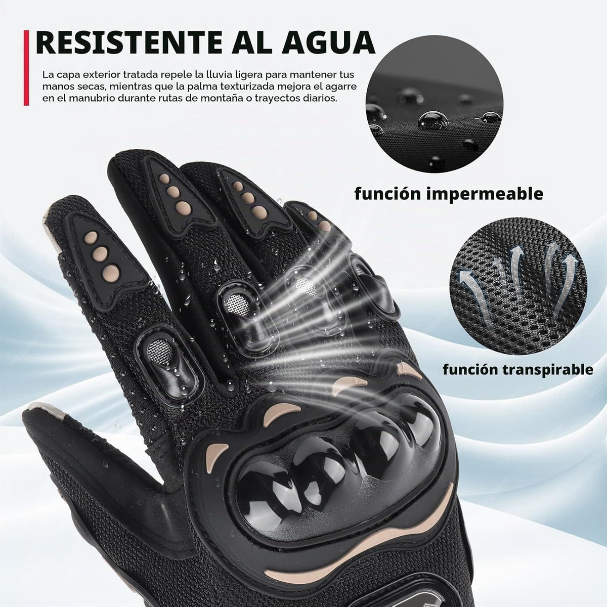 GES Guantes de motocicleta para hombre, para pantalla táctil, antid...