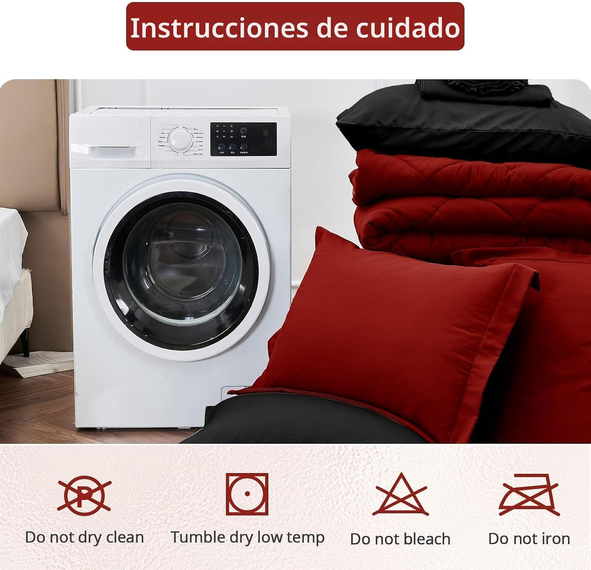 MUXHOMO Juego de edredón Queen de 7 piezas, cama reversible en una...