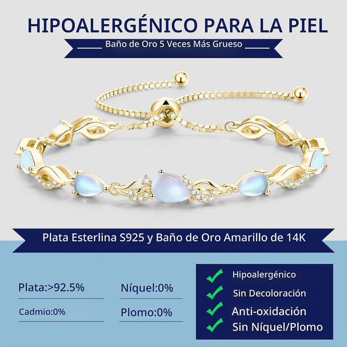 FANCIME Pulsera de tenis ajustable con piedra natal para mujer | Di...