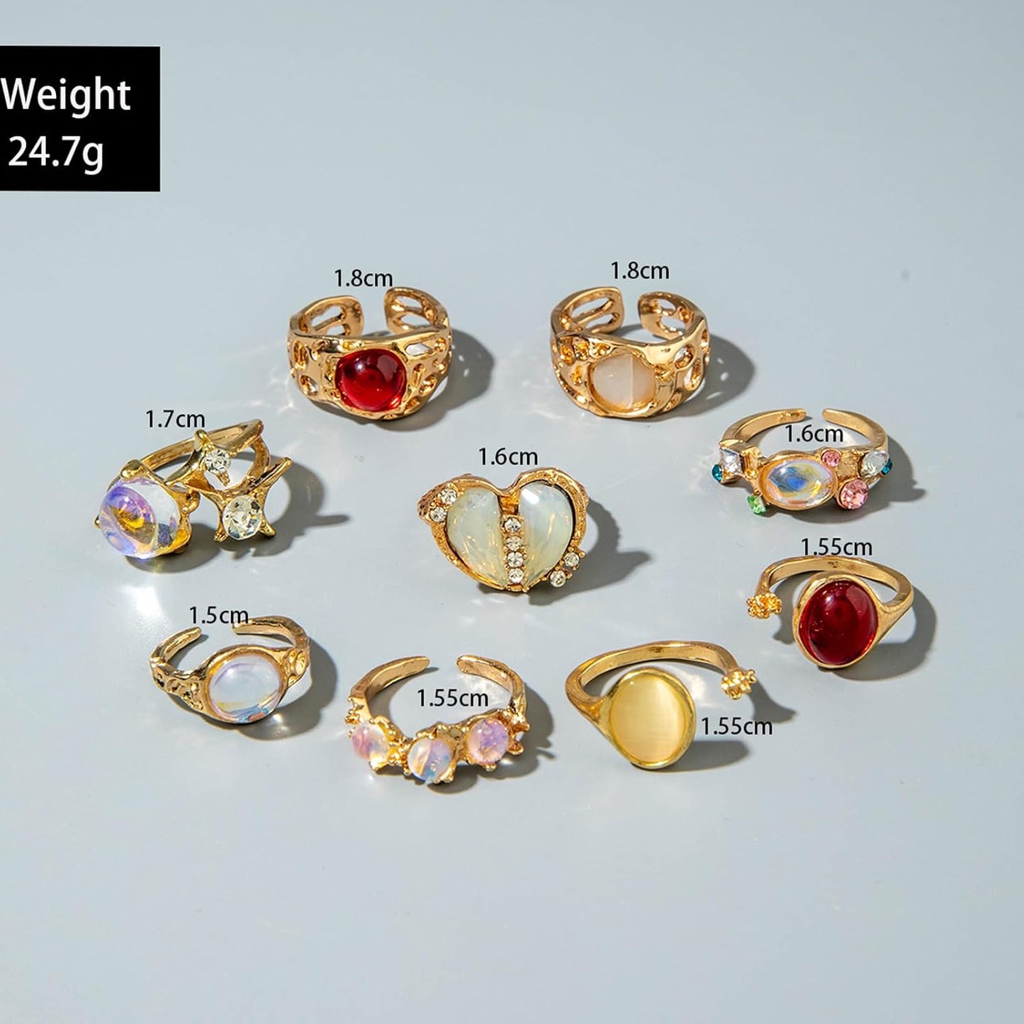 IQIC Anillos gruesos de oro para mujer, juego de anillos de plata a...
