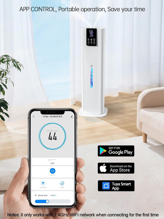 Humidificadores inteligentes de 8 L para dormitorio, habitación gra...
