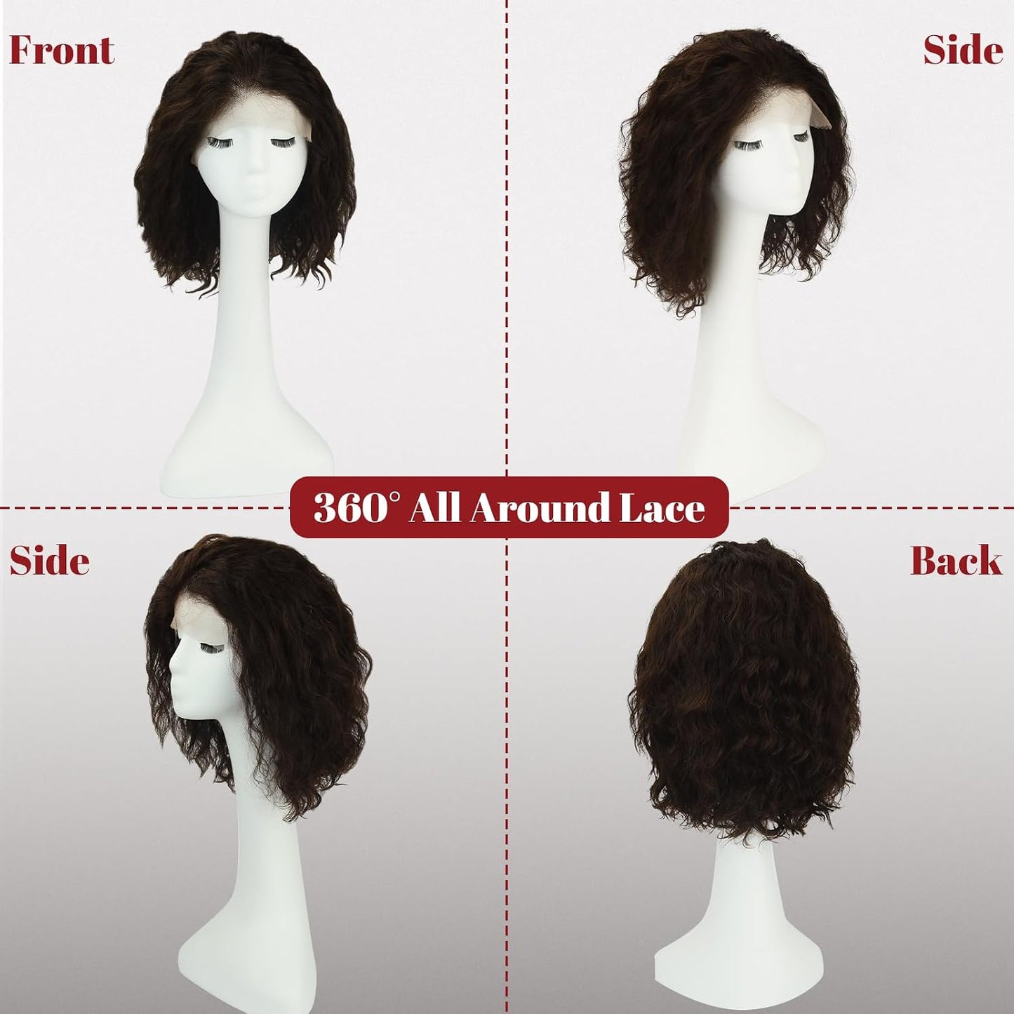 SAFIRENY Pelucas de cabello humano real con encaje frontal, 14 pulg...