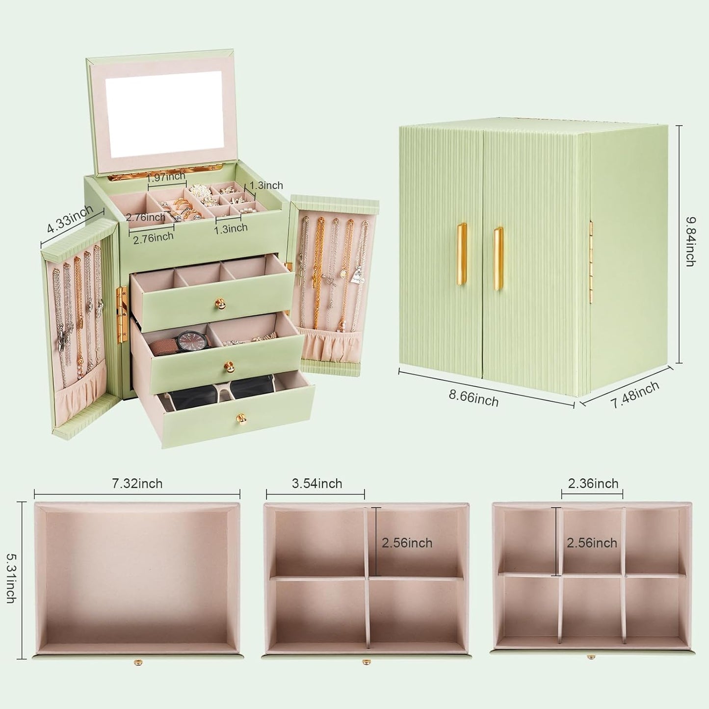 Dajasan Cajas Grandes de Joyería para Mujeres, Caja Organizadora de...