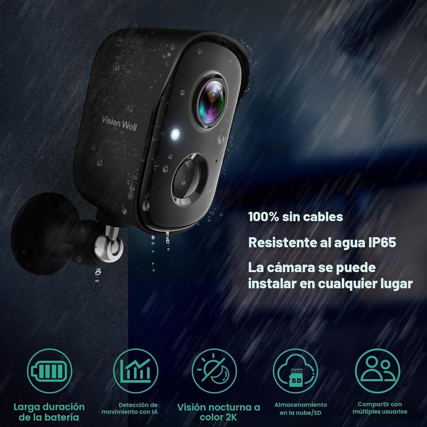 Cámaras de seguridad inalámbricas para exteriores, cámaras interior...