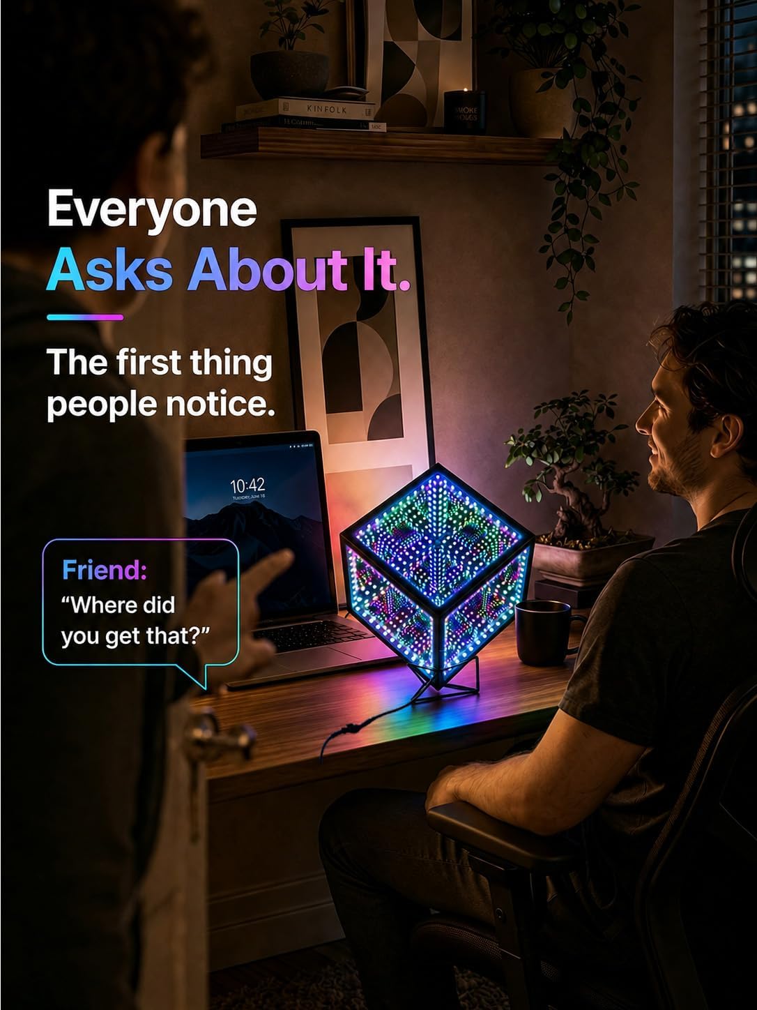 Heepulor Infinity Mirror Hyper Cube - Lámpara de mesa, luz de humor...