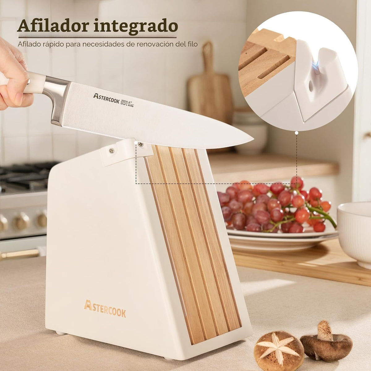 Juego de cuchillos Astercook, juego de cuchillos de cocina con bloq...