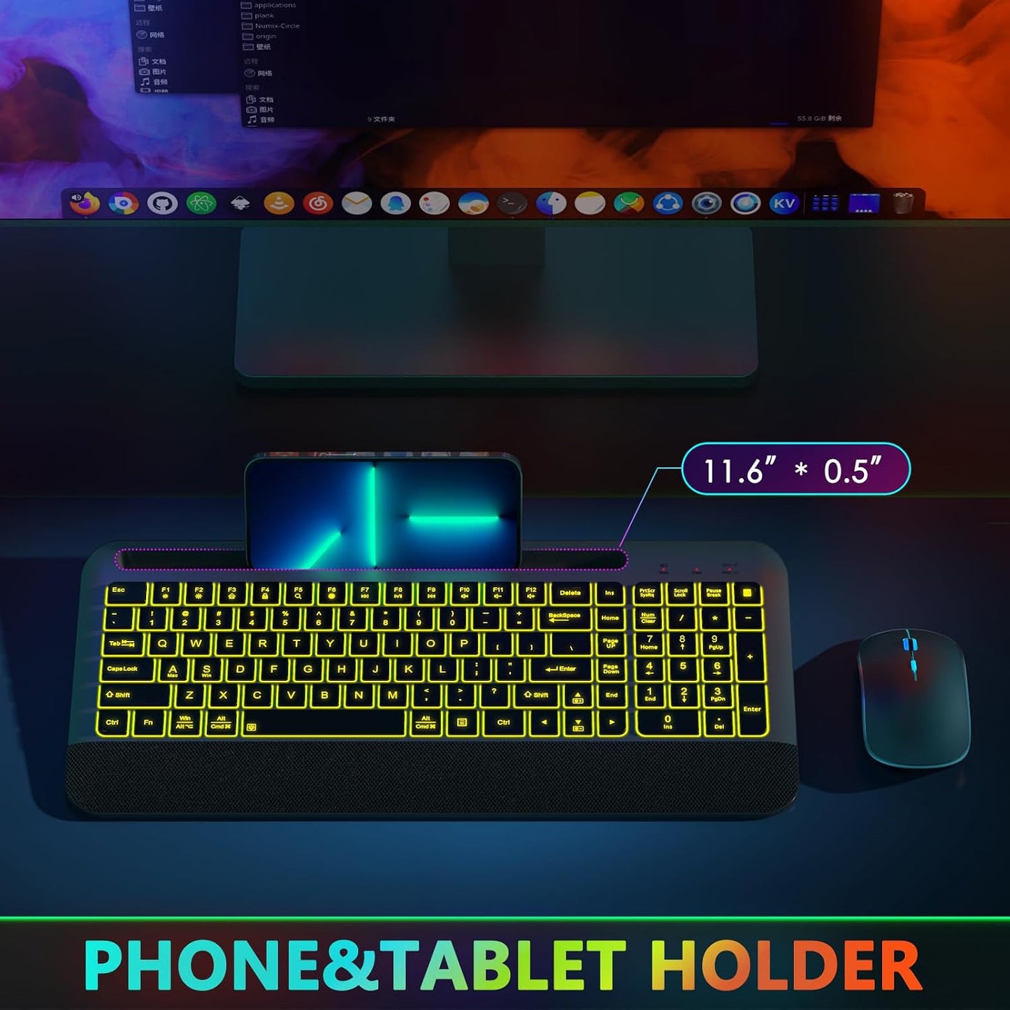 JOYACCESS Silent - Juego de mouse y teclado inalámbrico con retroil...