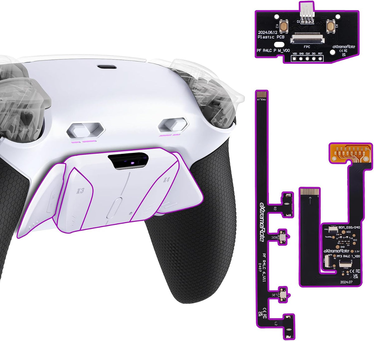 eXtremeRate RISE4 Plus MAX Kit de Paletas Traseras con Topes de Gat...