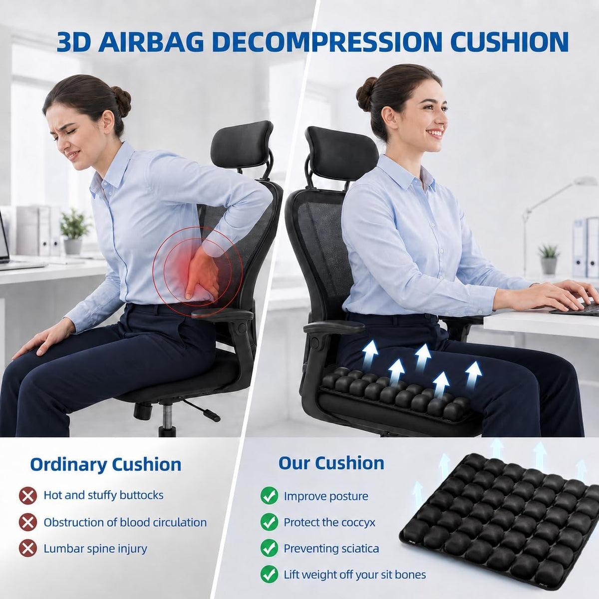SILVORIC Cojín de asiento inflable, cojín de asiento de avión para...