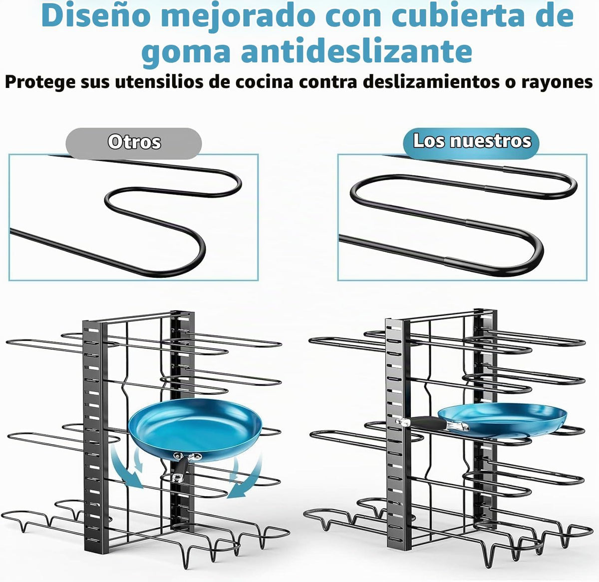 ORDORA Organizador de ollas y sartenes para armario de 16.61 pulgad...