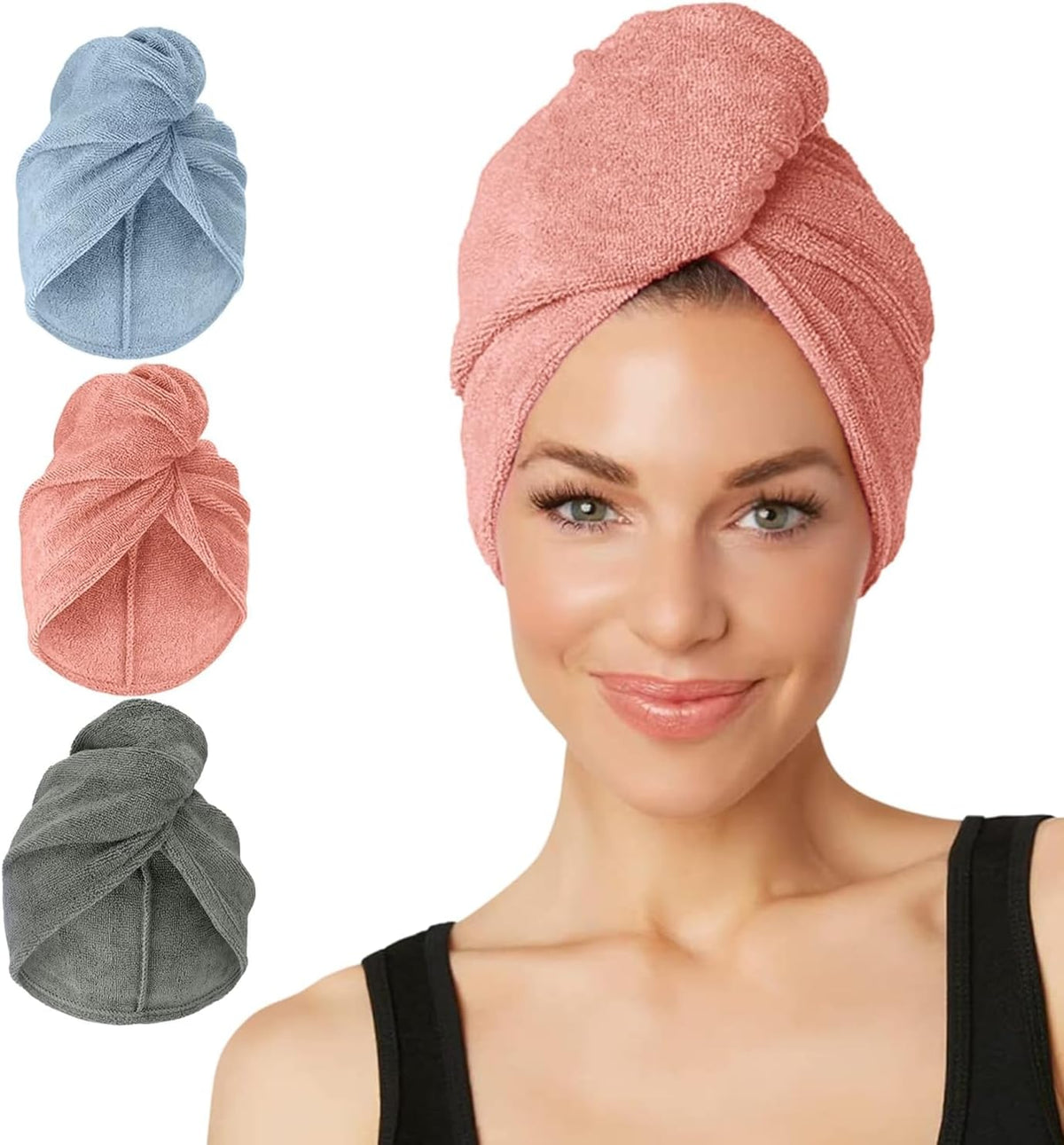 Turbie Twist Paquete de 3 toallas de microfibra para el cabello par...