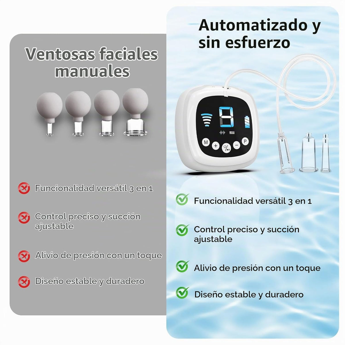 Juego de ventosas faciales eléctricas para cara con doble taza y us...