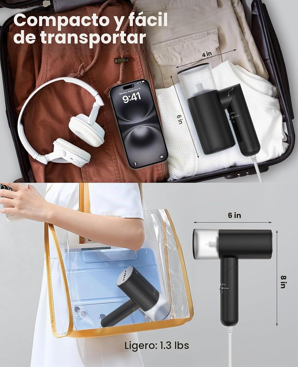 Vaporizador de mano para ropa, vaporizador de viaje plegable de 120...