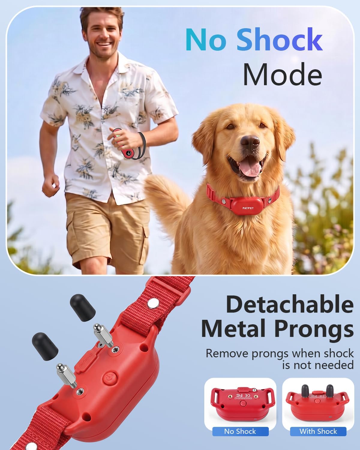 PATPET Collar de choque para perros, collar de entrenamiento de per...
