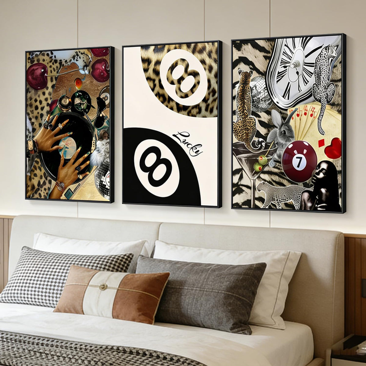 3 piezas de lienzo de guepardo a la moda, pintura de leopardo, deco...