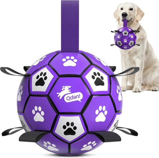 QDAN - Pelota de fútbol para perros - Bolas duraderas grandes para...