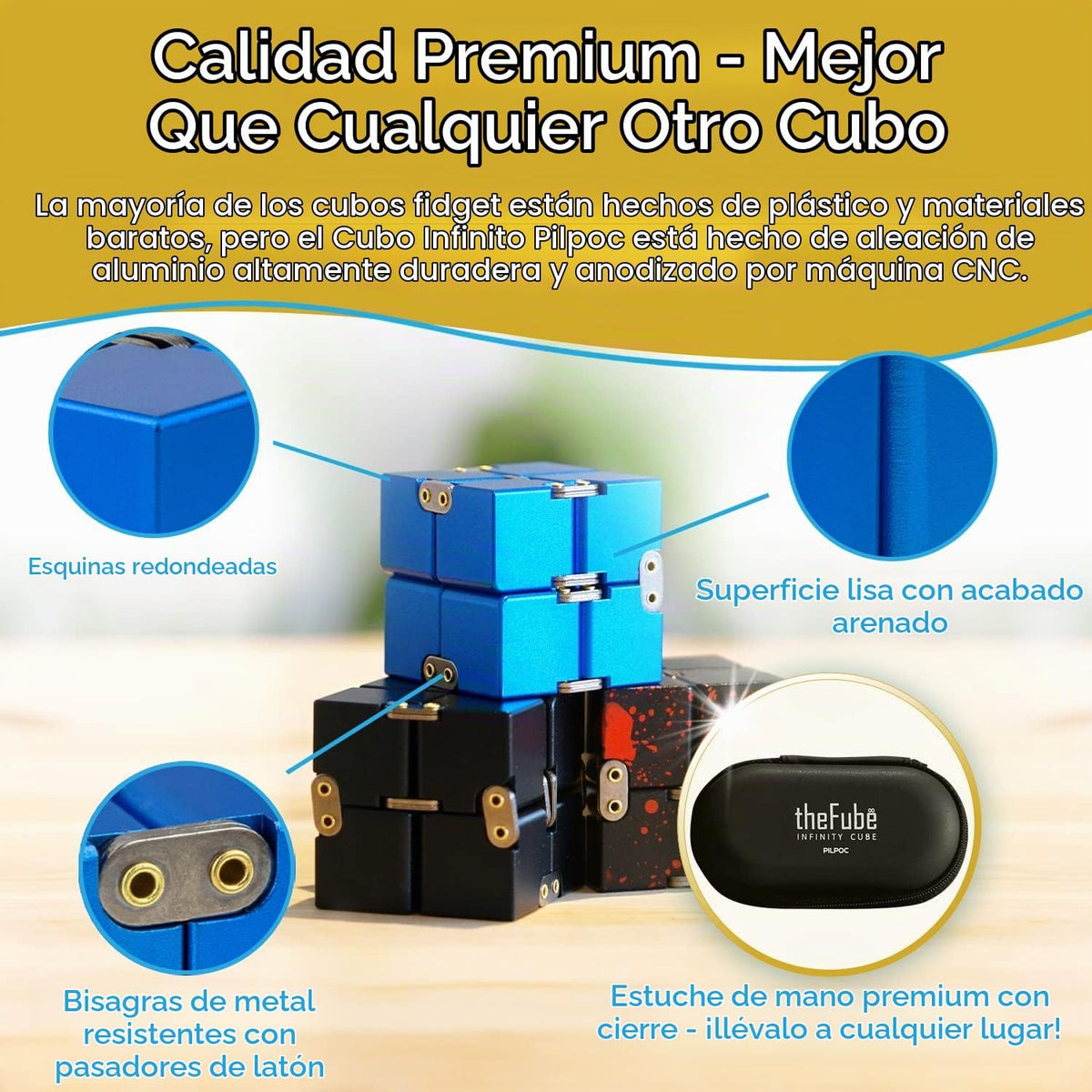 PILPOC theFube Infinity Cube Fidget Desk Toy - Cubo mágico infinito...