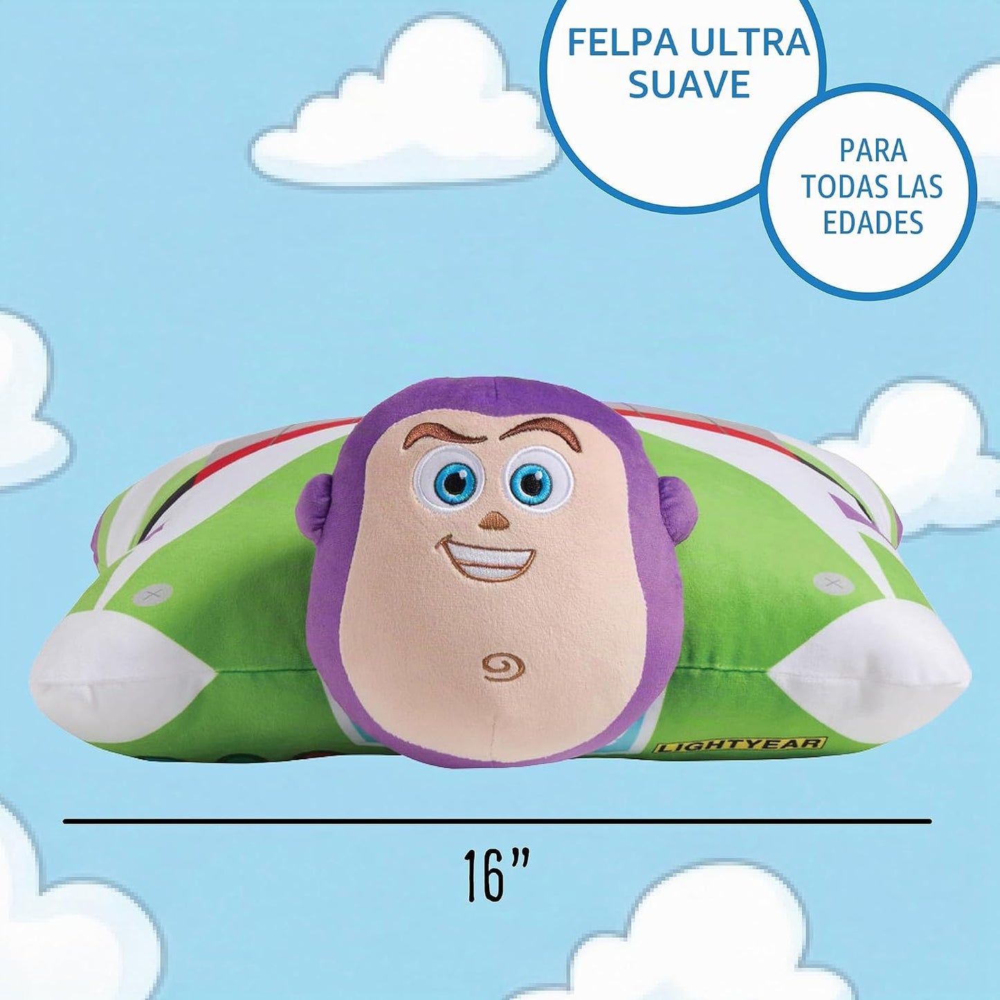 Pillow Pets Disney Pixar Buzz Lightyear - Almohada plegable de pelu...