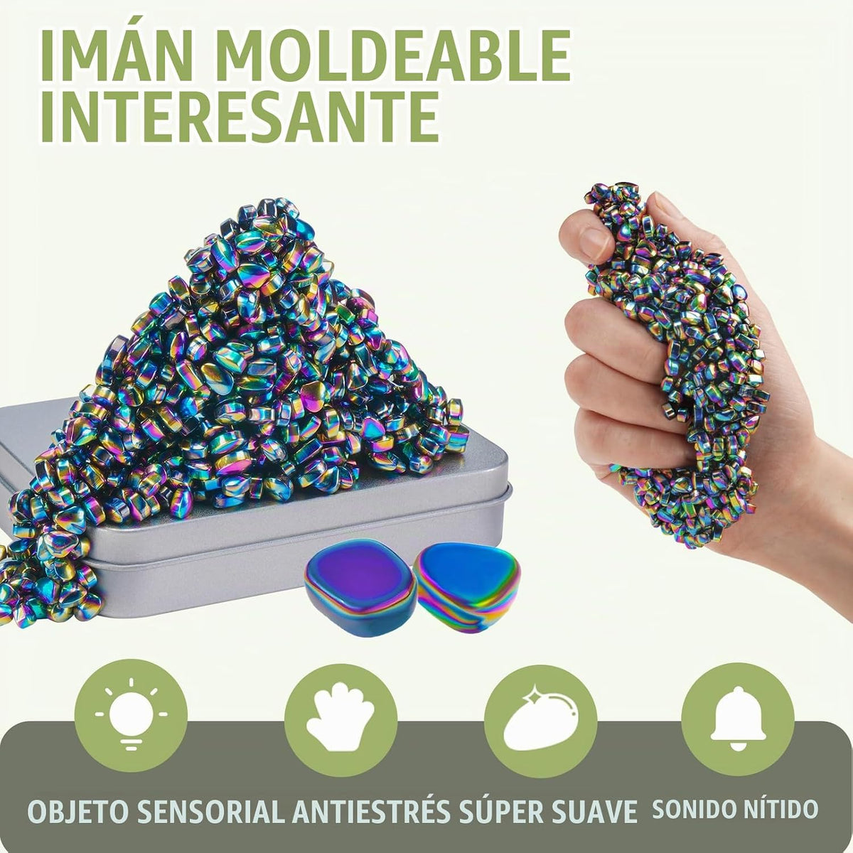 JUNYANG Bolas Magnéticas, Más de 1000 Mini Masilla Magnética, con 2...