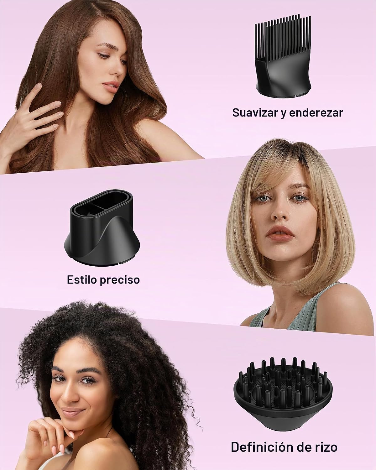 ANNLARY ANNLARY - Secador de pelo con peine, 1800 W con difusor par...