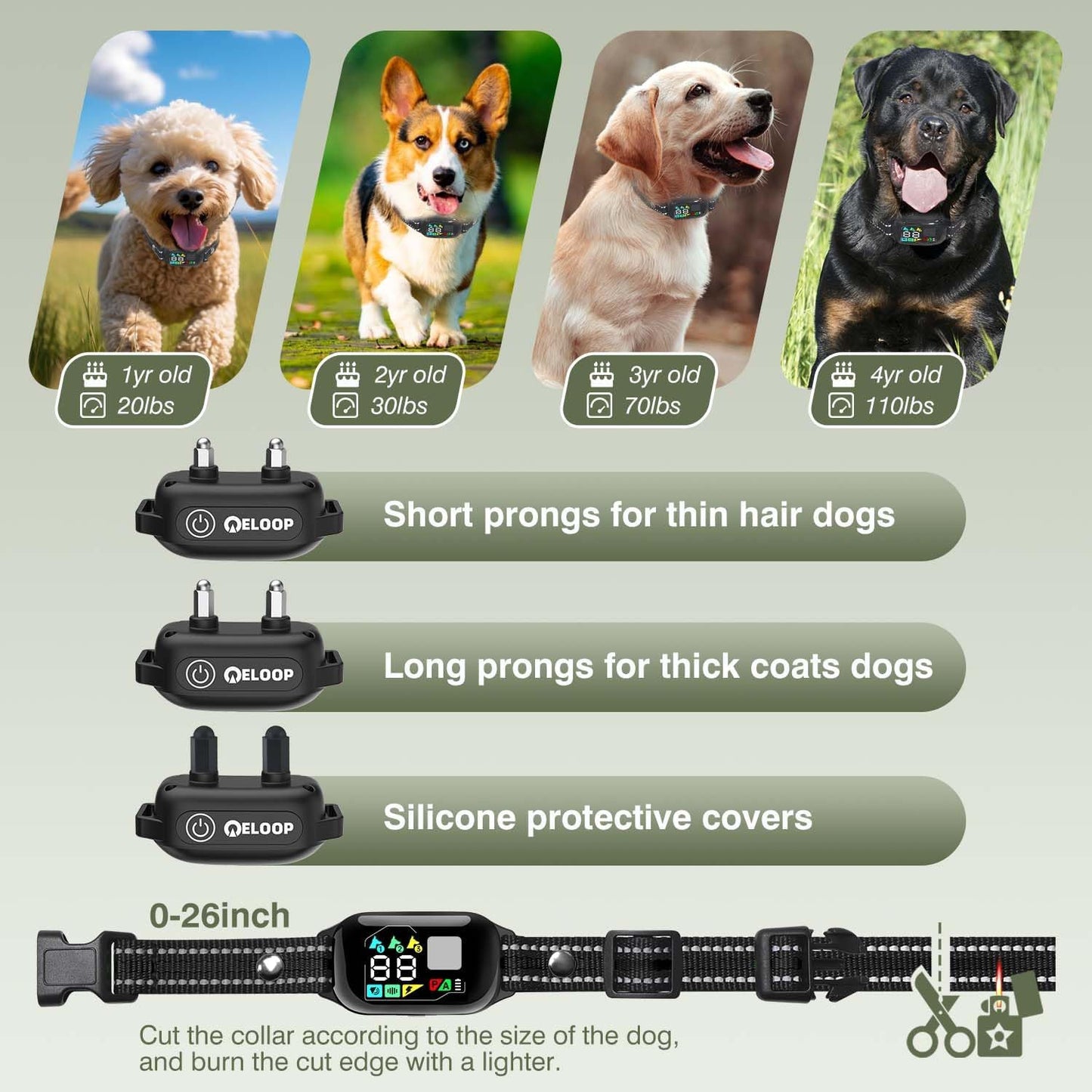 ELoop Collar de entrenamiento para perros de 3300 pies con control...