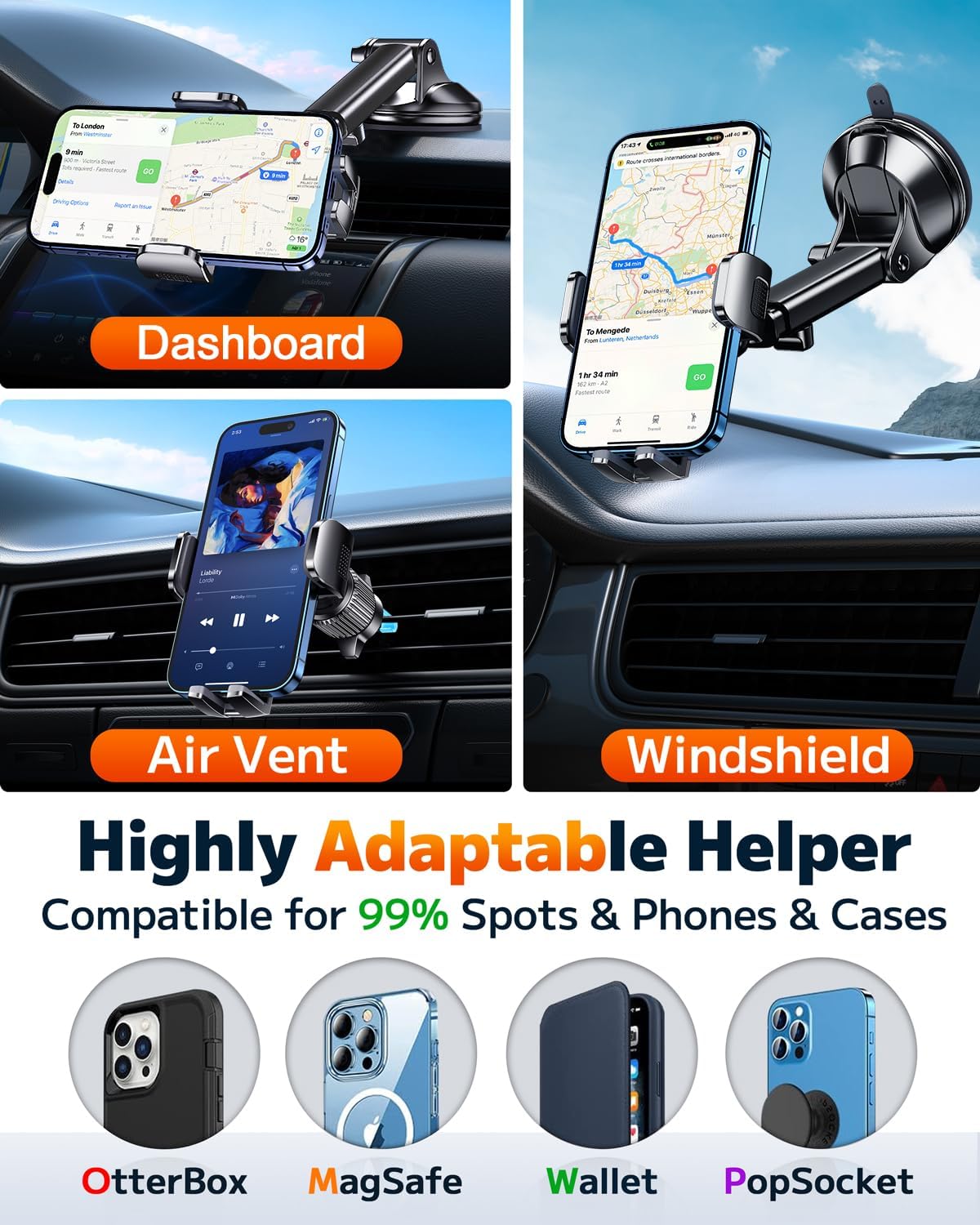 Qifutan Soporte universal para teléfono celular para coche, soporte...