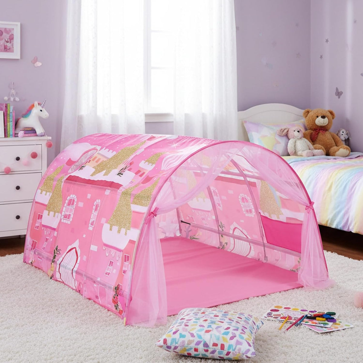 Wowangce - Tienda de campaña de princesa para niños, color rosa, do...