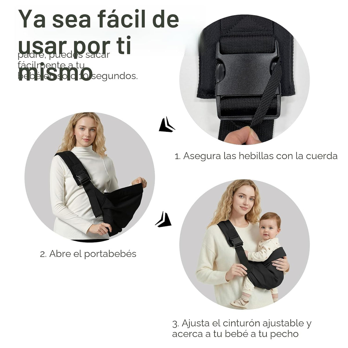 MISSWISDOM Portabebés, portabebés para niños pequeños con doble heb...