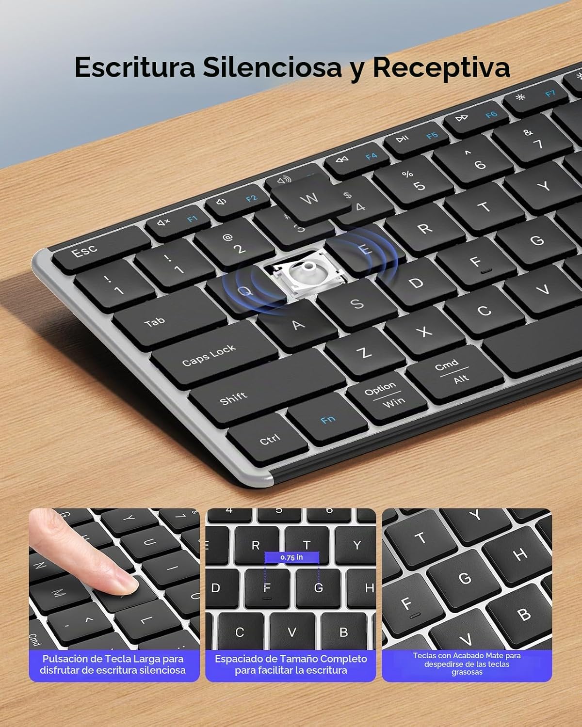 seenda SKM64-3 Combo de teclado inalámbrico Bluetooth y mouse para...