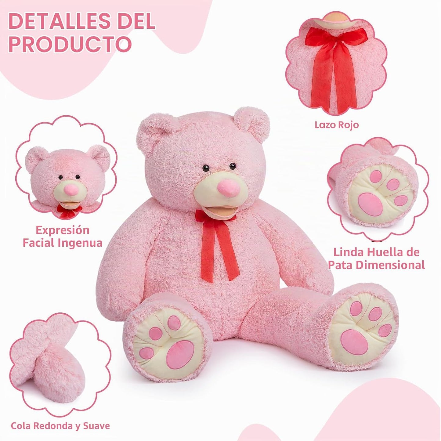 HollyHOME Oso de peluche gigante de 6 pies con patas bordadas, rega...