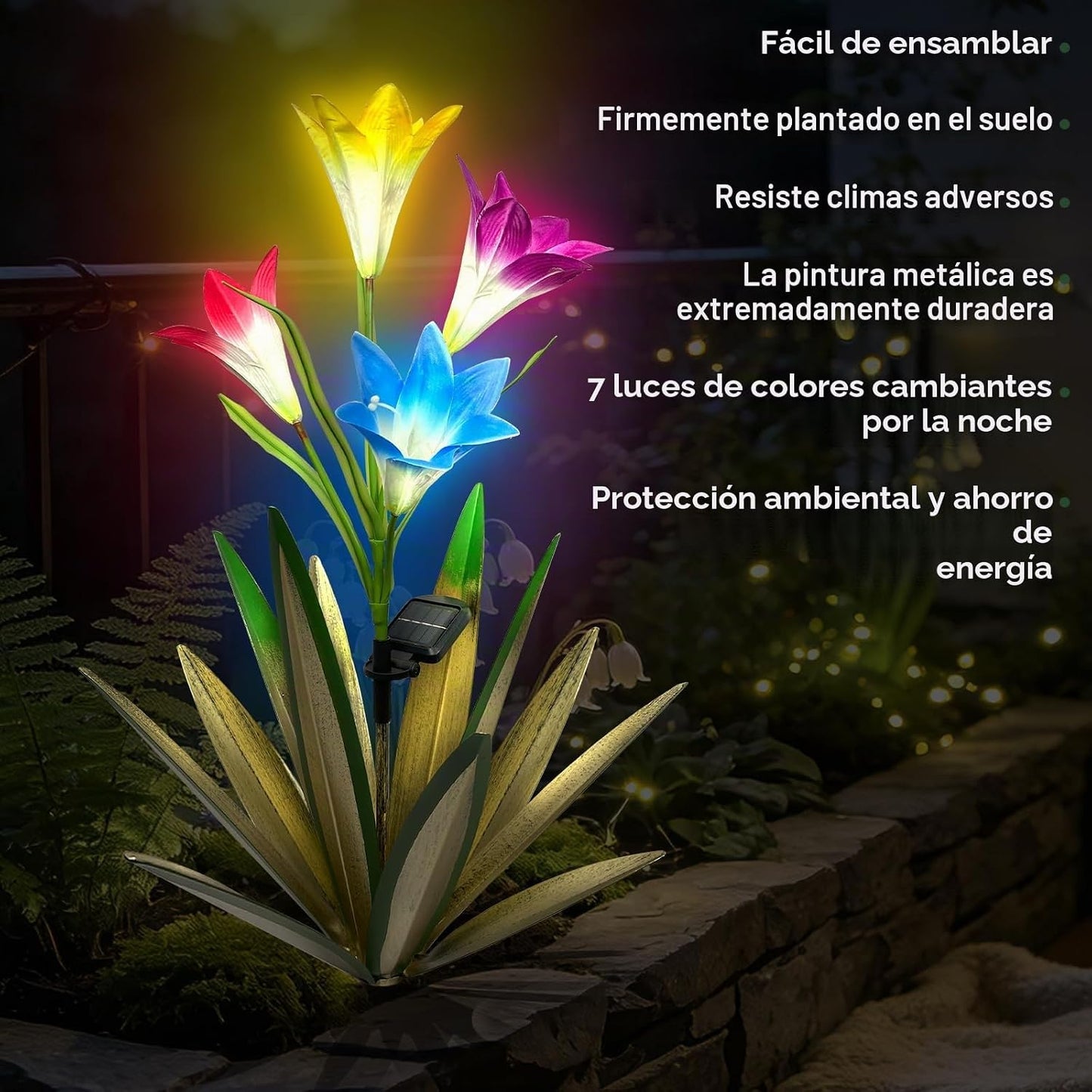 Homight Escultura de jardín de flores de agave de metal solar con l...