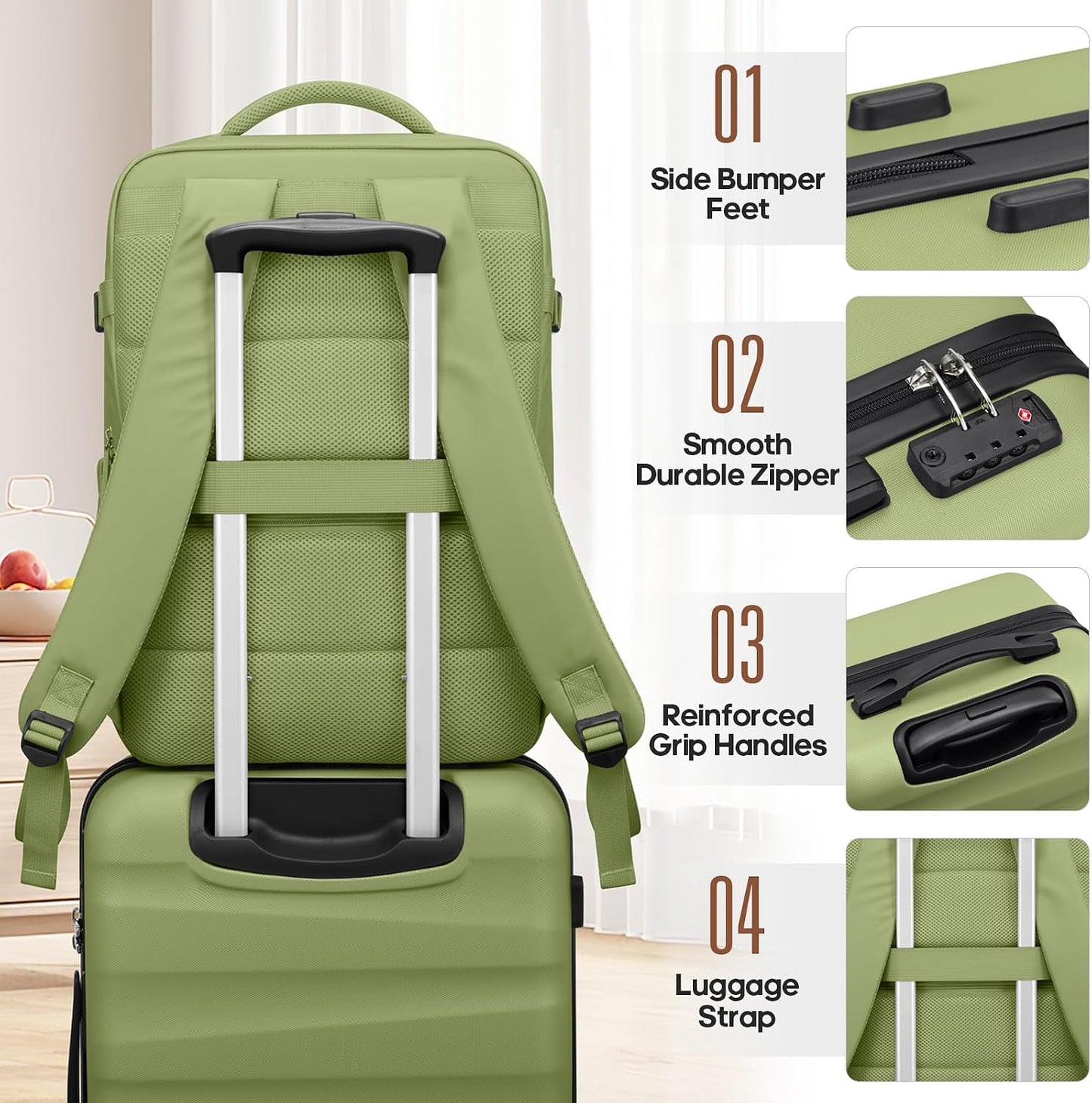 UKEIN Juego de equipaje con mochila, equipaje de mano de policarbon...
