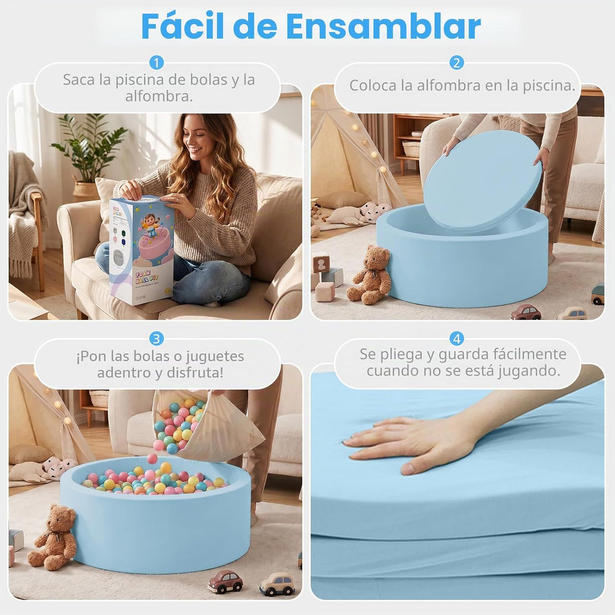 SHJADE Piscina de pelotas de espuma para niños pequeños, 35.4"x...