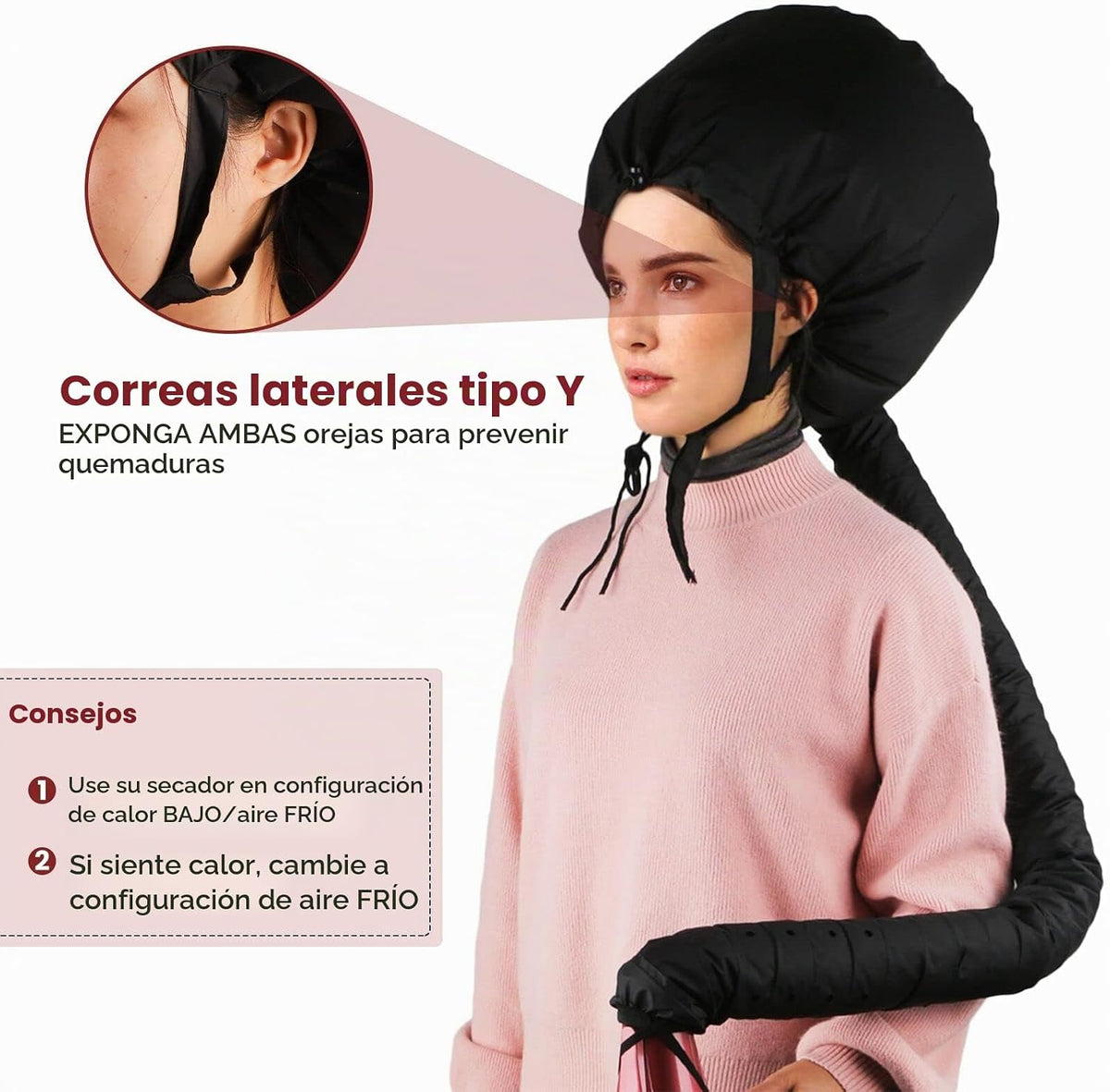Accesorio para secador de pelo con capucha, tapa de acondicionamien...
