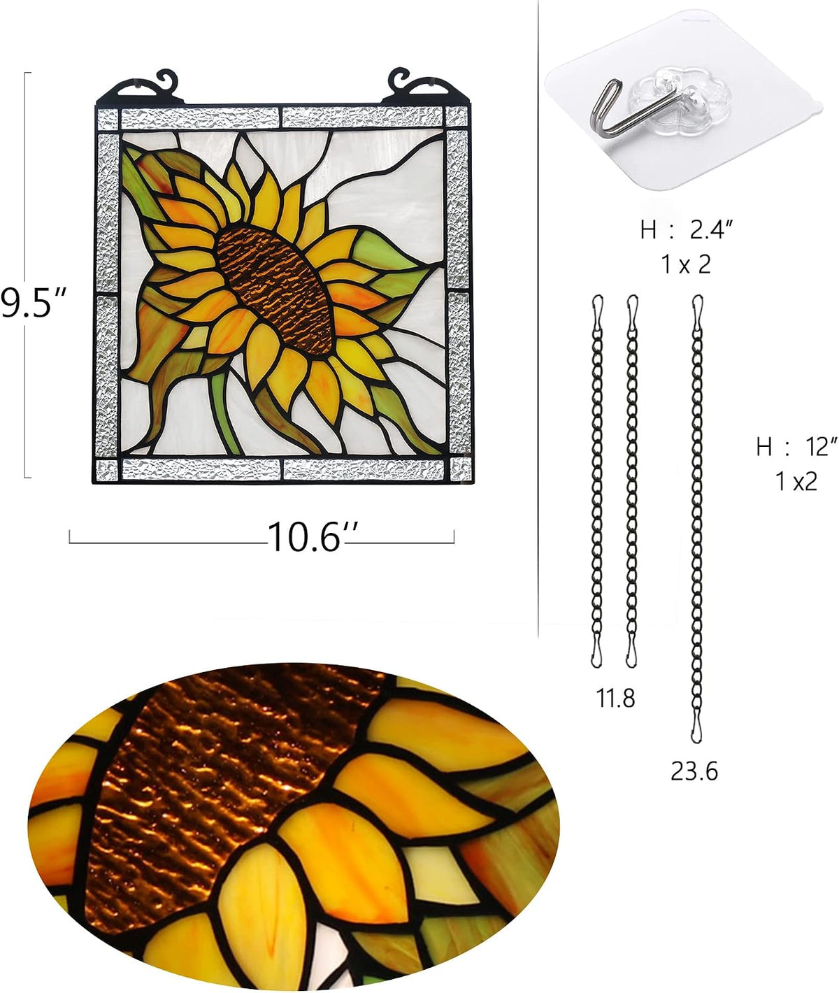 HAOSUM Paneles de vidrieras de girasol para colgar en la ventana, a...