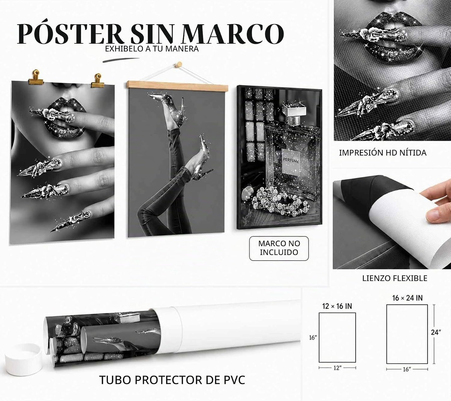 Arte de pared moderno para mujer, arte de pared con estilo en blanc...