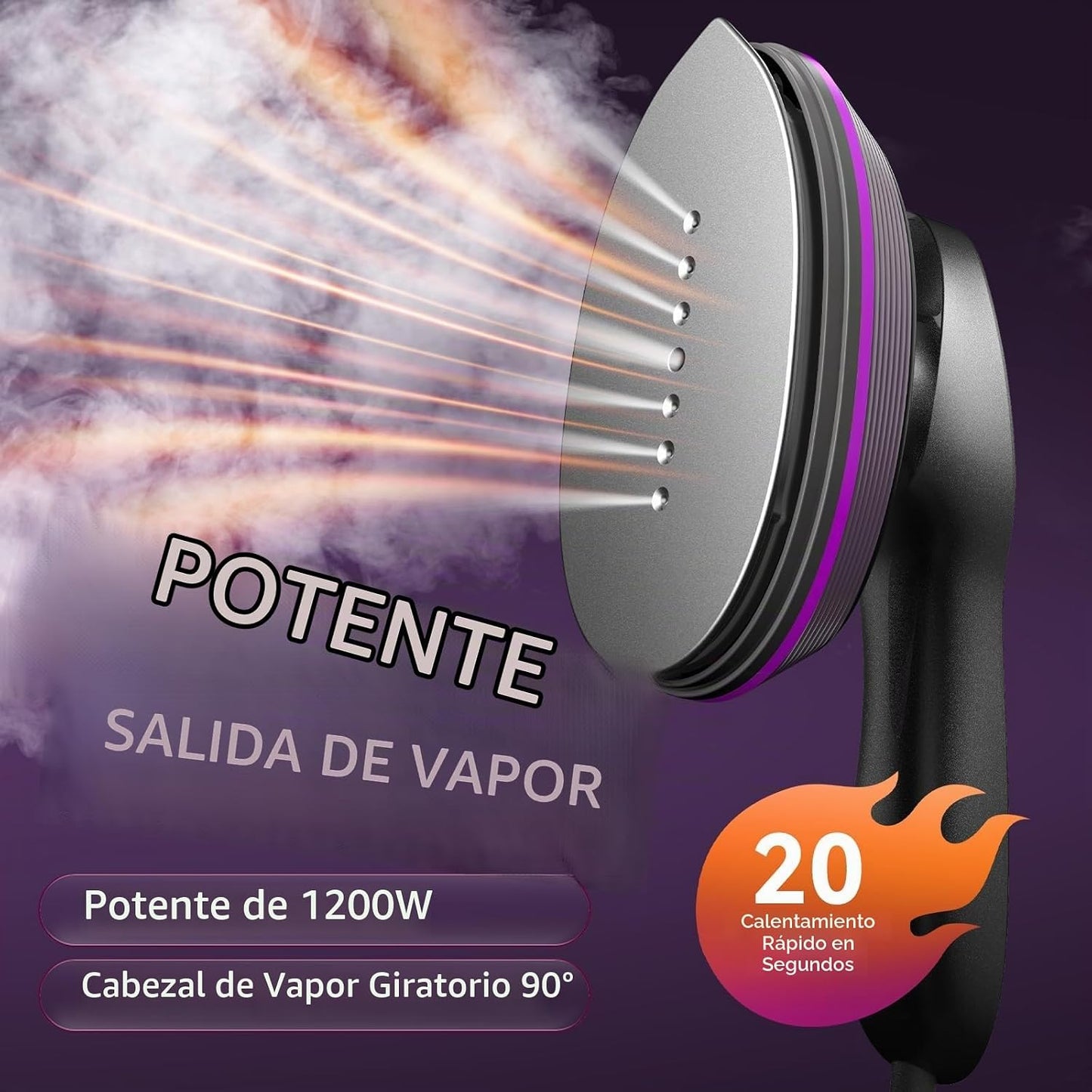 OGHom Vaporizador y plancha 2 en 1 para ropa, plancha de mano de 12...