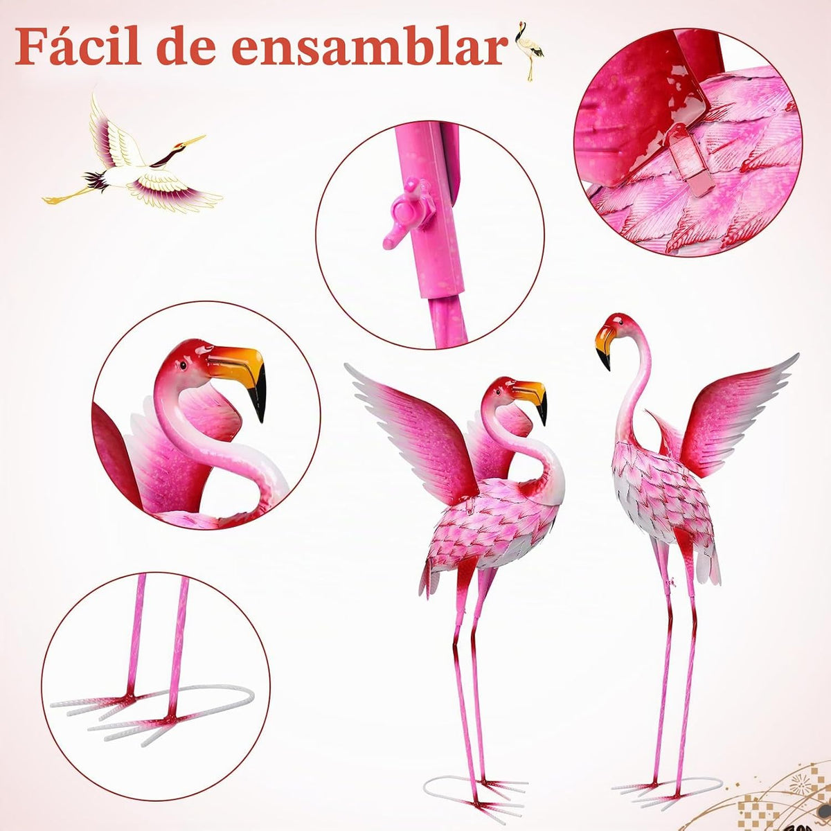 MUMTOP Decoración de flamencos para exteriores, paquete de 2 estatu...