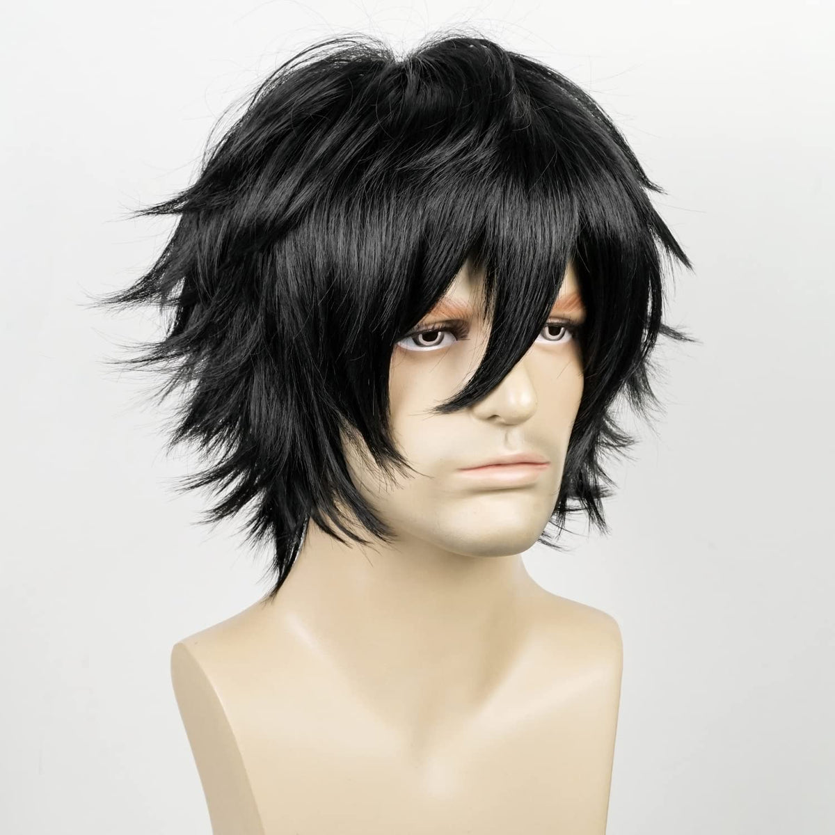 LABEAUTÉ Peluca corta negra de cosplay de anime para hombre, peluca...