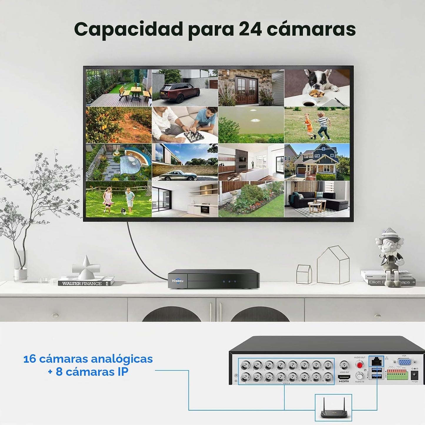 Hiseeu 16 Canales 4K DVR de Seguridad 8MP Grabador de Video Digital...