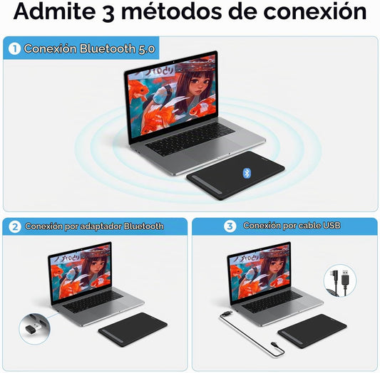 XPPen - Tableta gráfica de dibujo Deco MW Bluetooth inalámbrica par...