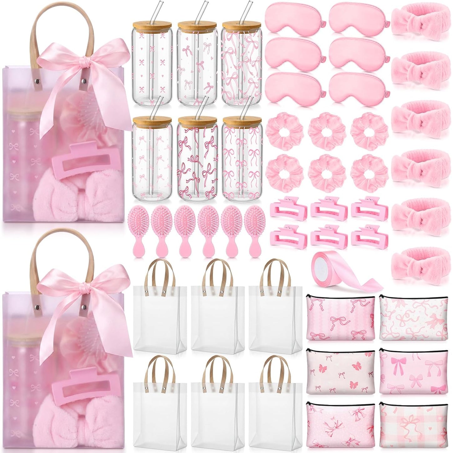 Mifoci 50 unidades de regalos de cumpleaños con lazo rosa para adol...