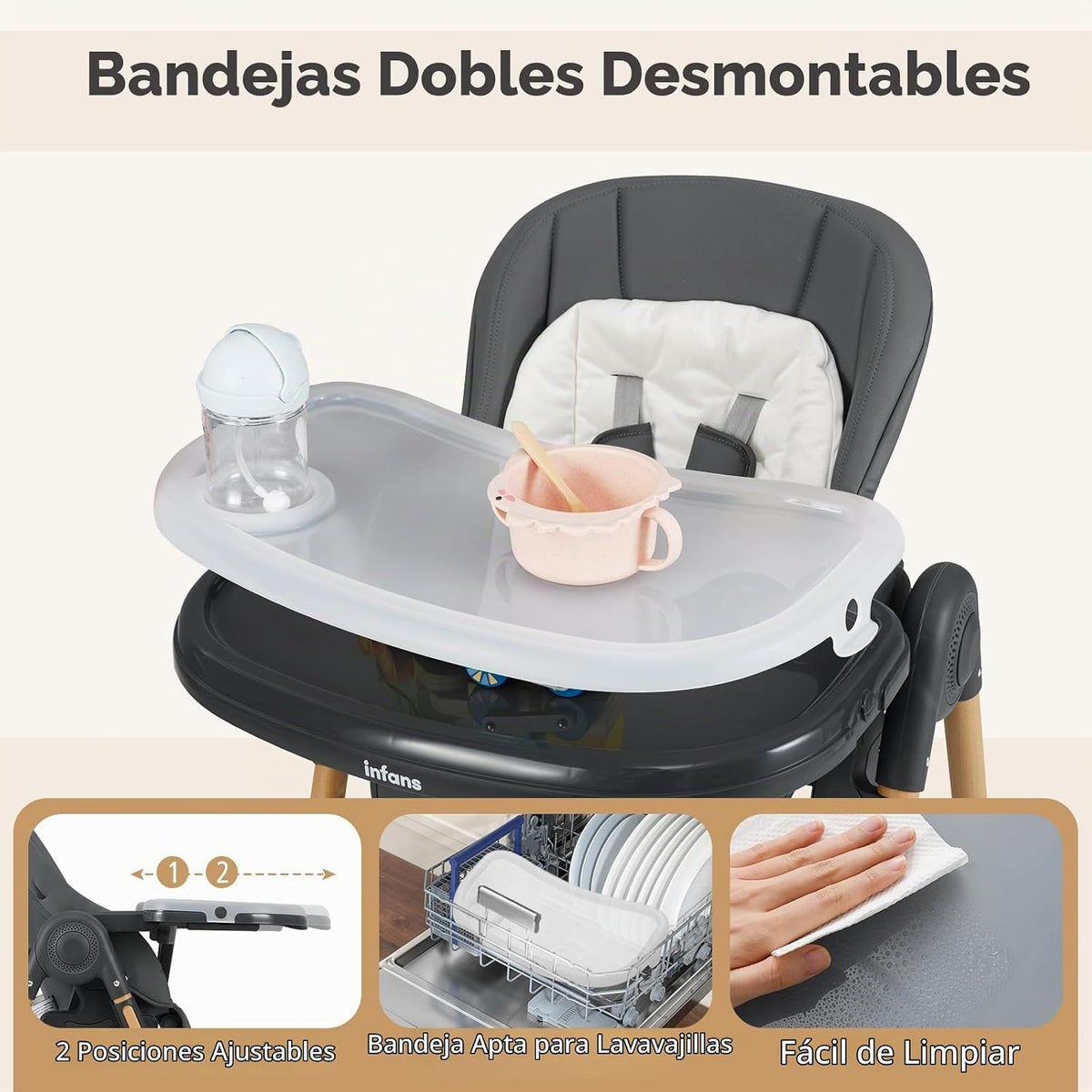 INFANS Silla alta para bebé, sillas altas para bebés y niños pequeñ...