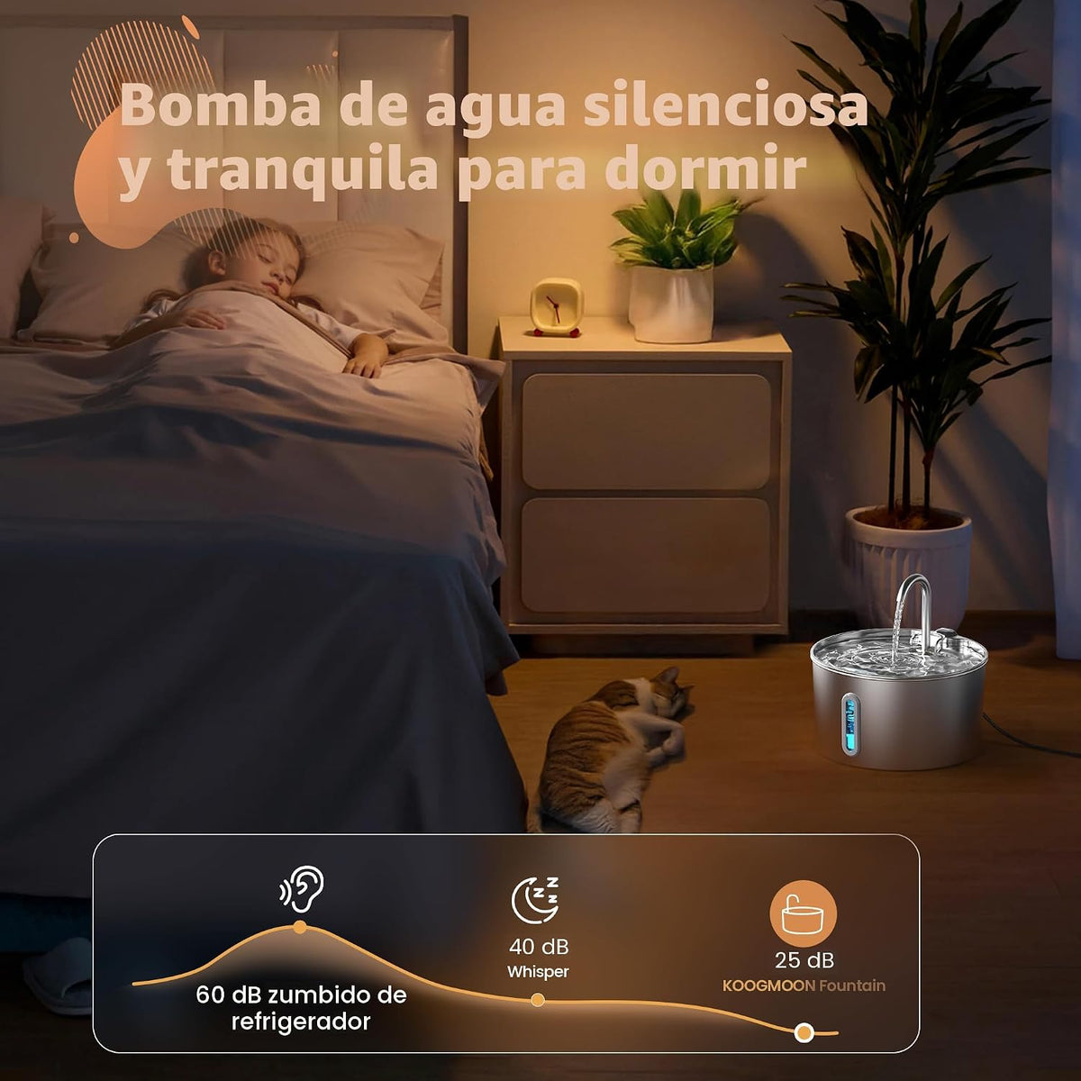 Fuente de agua para gatos de acero inoxidable: fuente para gatos de...