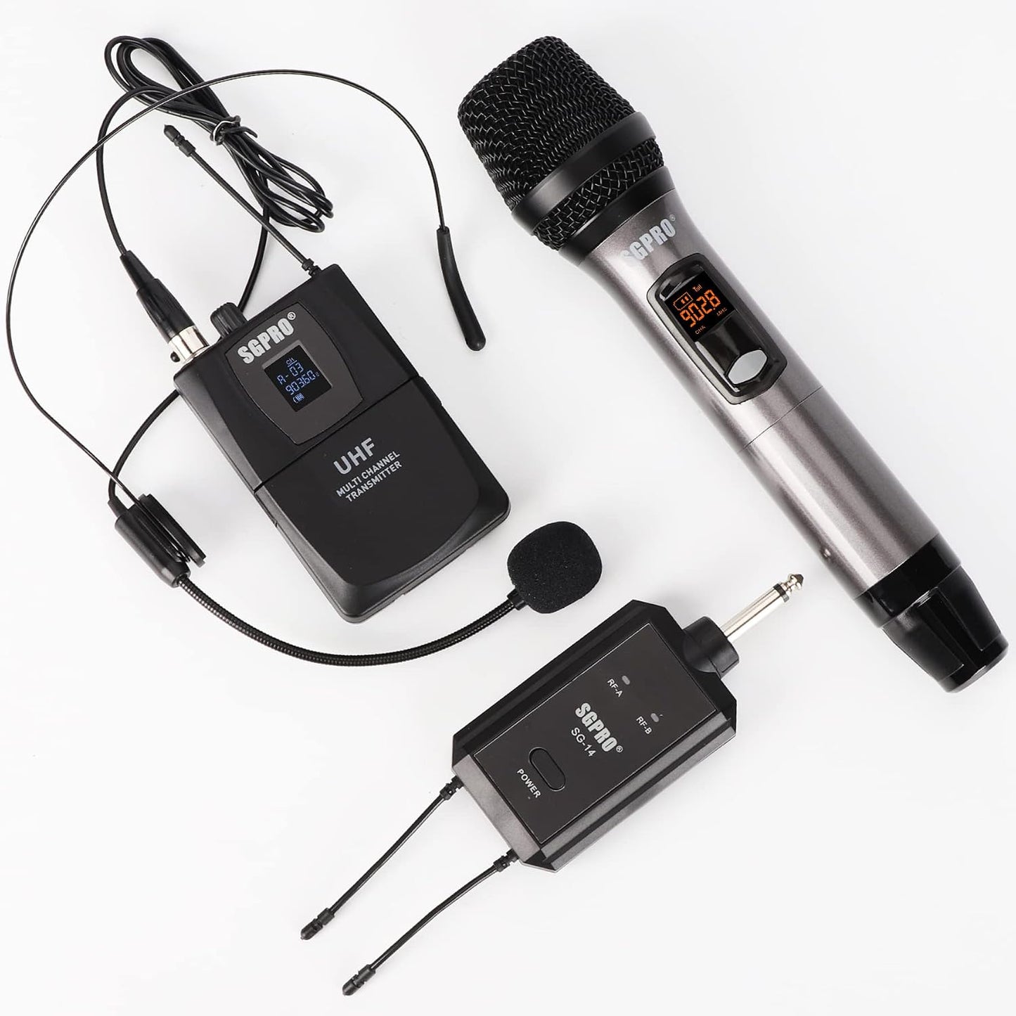 SGPRO Juego de micrófono inalámbrico multiusos con receptor compact...