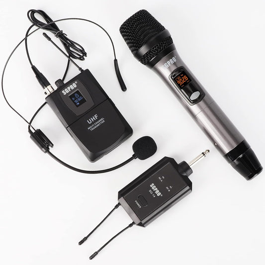 SGPRO Juego de micrófono inalámbrico multiusos con receptor compact...