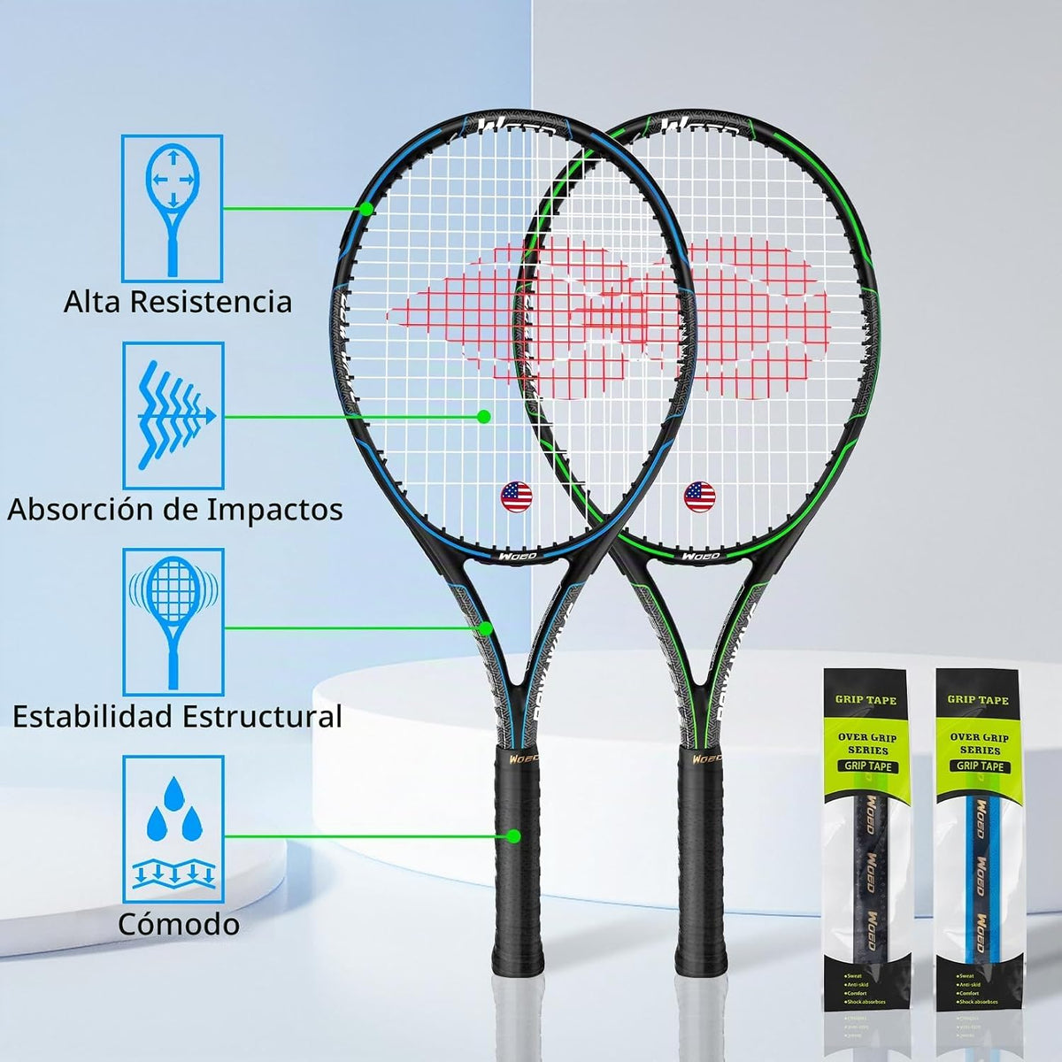 WOED BATENS Raqueta de tenis para 2 jugadores para adultos, perfect...