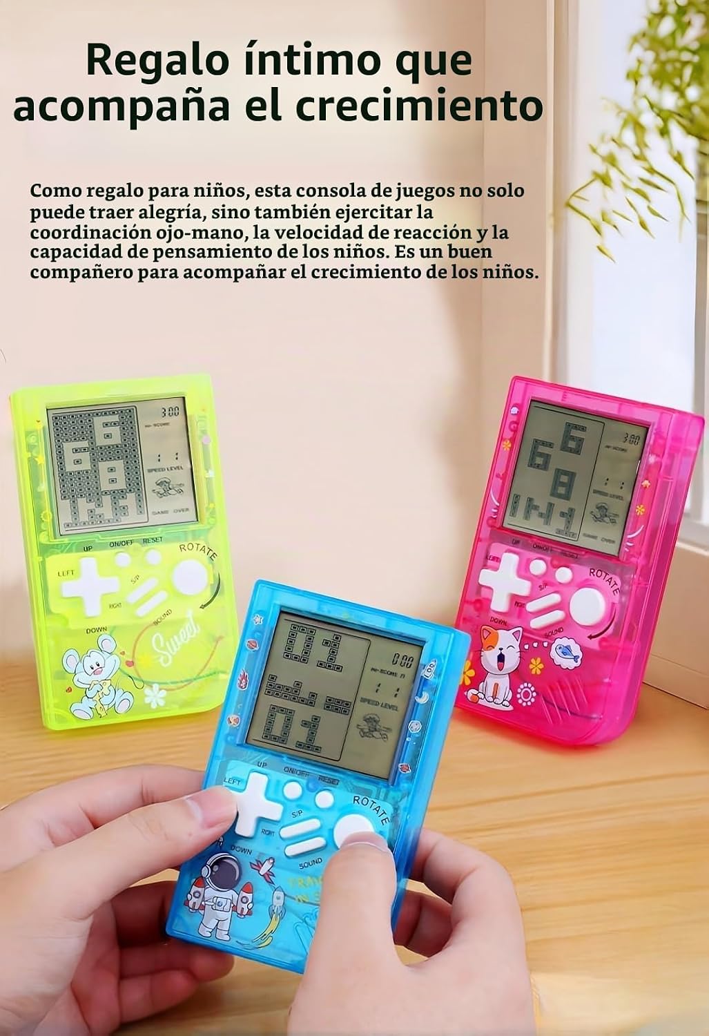 LZYCH Consola de juegos de ladrillo para niños, cuerpo transparente...