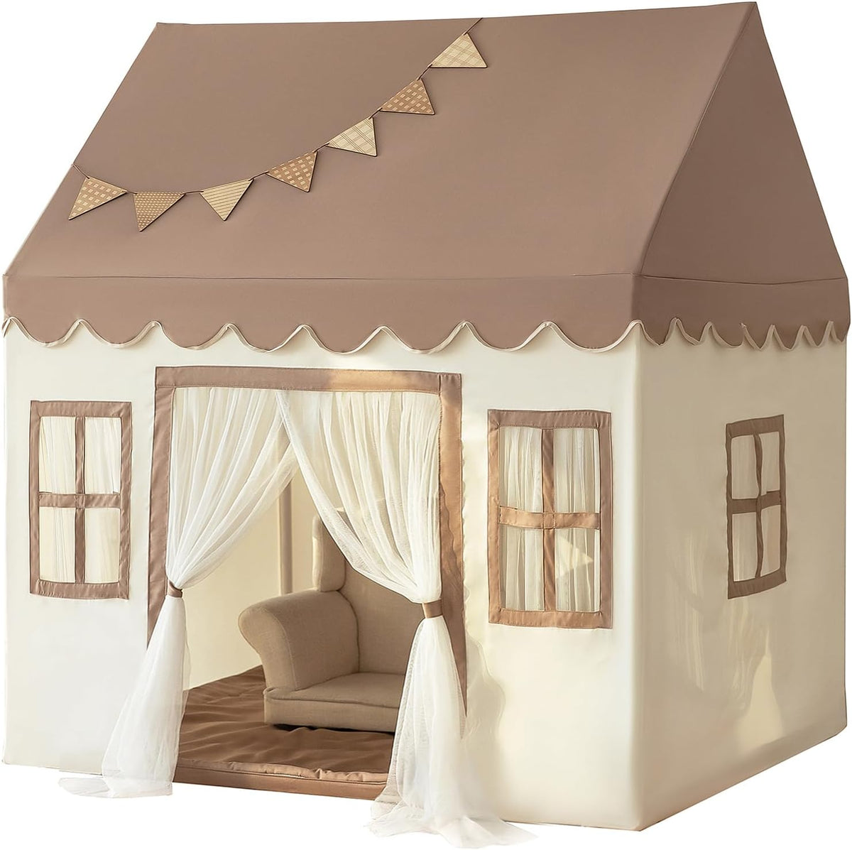 Tienda de campaña para niños con alfombrilla acolchada, gran casa d...