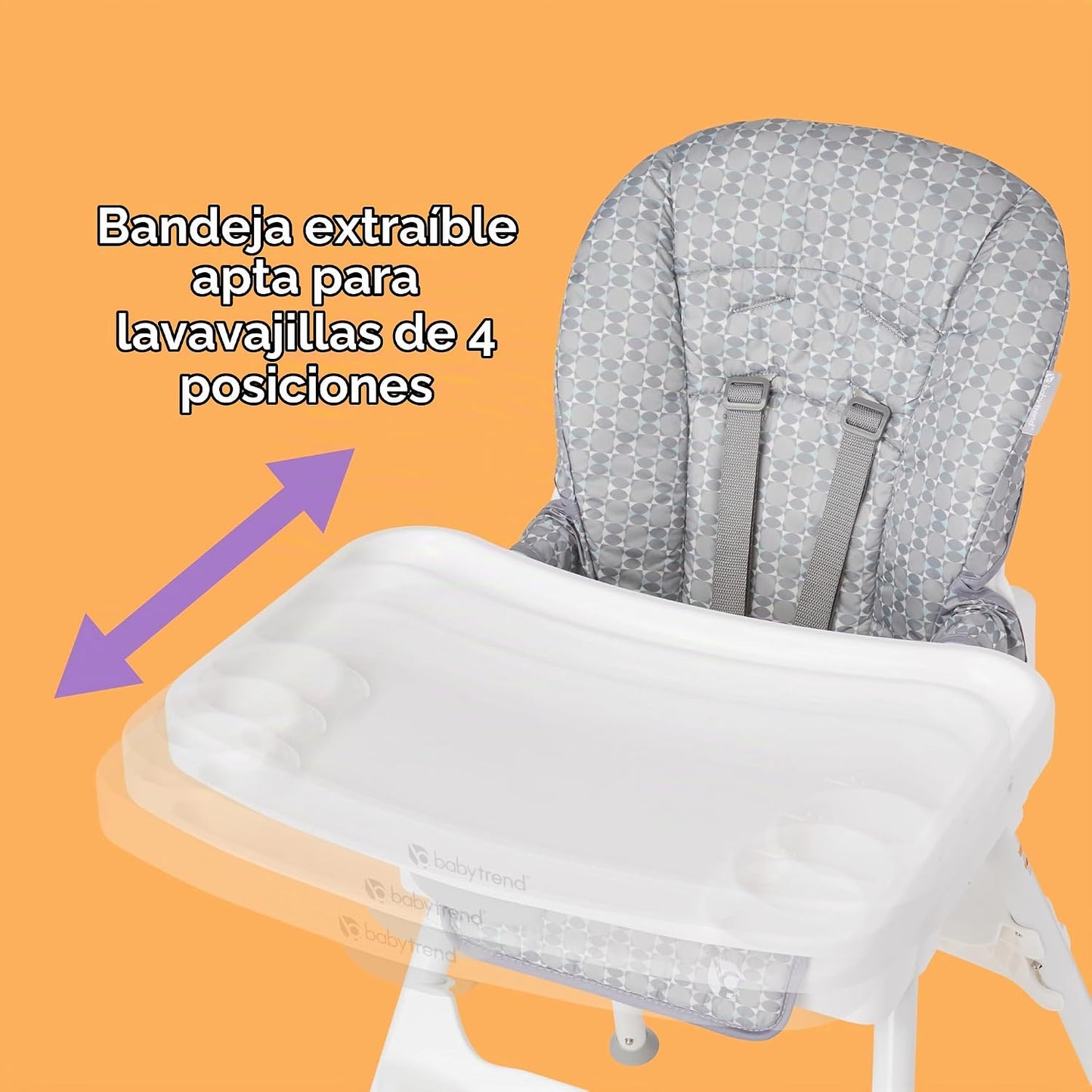 Baby Trend Adapt - Silla alta 4 en 1 a silla infantil, color gris r...